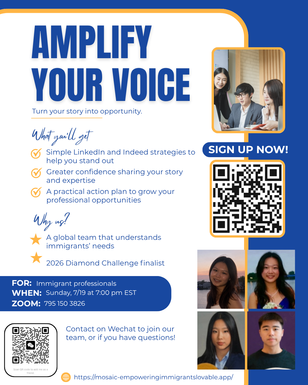Amplify Your Voice: Media Strategies for Immigrant Professionals flyer